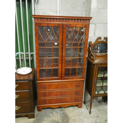 356 - MAHOGANY DISPLAY CABINET ON STAND