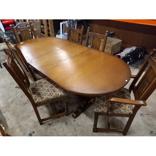 359 - OAK TABLE & 8 CHAIRS