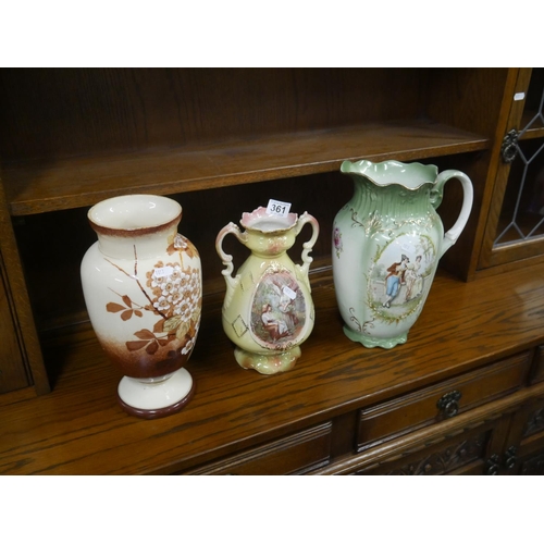 361 - 2 VASES & VICTORIAN JUG