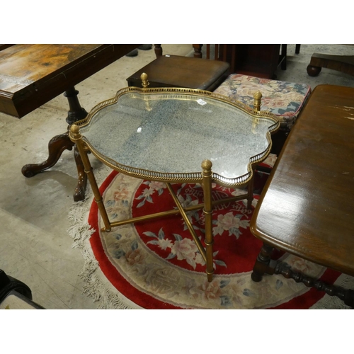 372 - MIRROR TOP BRASS FRAMED TABLE