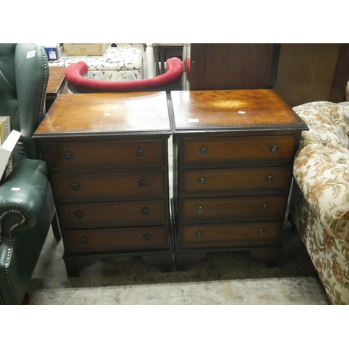 391 - PAIR OF INLAID MAHOGANY 4 DRAWER CHESTS