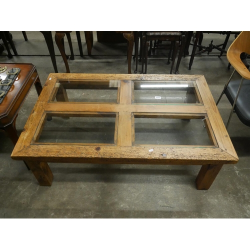 406 - PINE & GLASS COFFEE TABLE