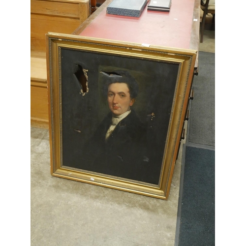 410 - EARLY FRAMED PORTRAIT FOR RESTORATION