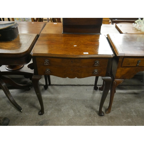 417 - BURR WALNUT 2 DRAWER SIDE TABLE