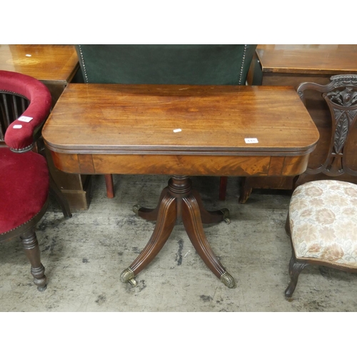 448 - GEORGIAN TURNOVER LEAF CARD TABLE ON PEDESTAL