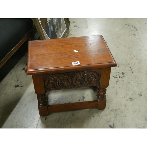 459 - CARVED OAK LIDDED STOOL