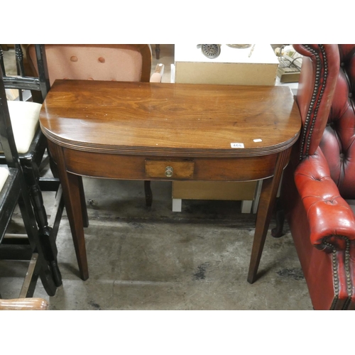 468 - GEORGIAN MAHOGANY TURNOVER LEAF TEA TABLE WITH DRAWER