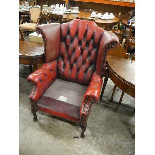 469 - DEEP BUTTON WING BACK CHAIR - NO CUSHION