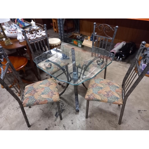 497 - GLASS TOP TABLE & 4 CHAIRS