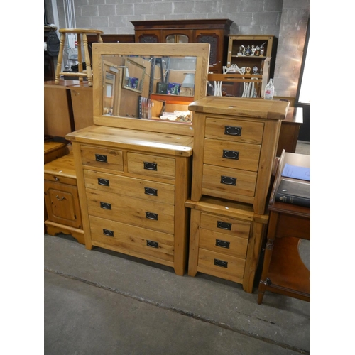 582 - CHEST OF DRAWERS, 2 LOCKERS & MIRROR