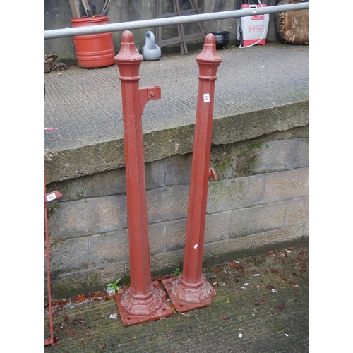 65 - PAIR OF CAST IRON GATE POSTS STAMPED A. MCDONALD BELFAST