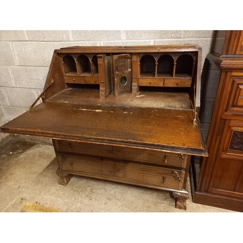 348 - CARVED OAK BUREAU