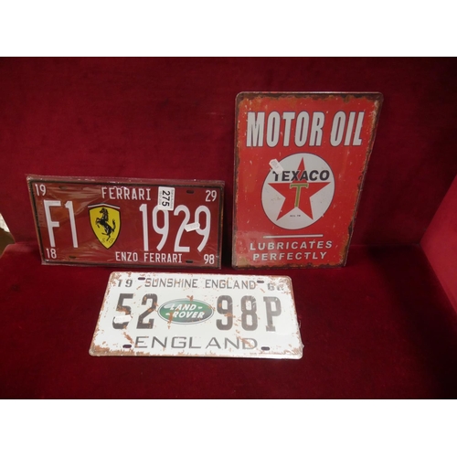 275 - LOT OF TIN SIGNS