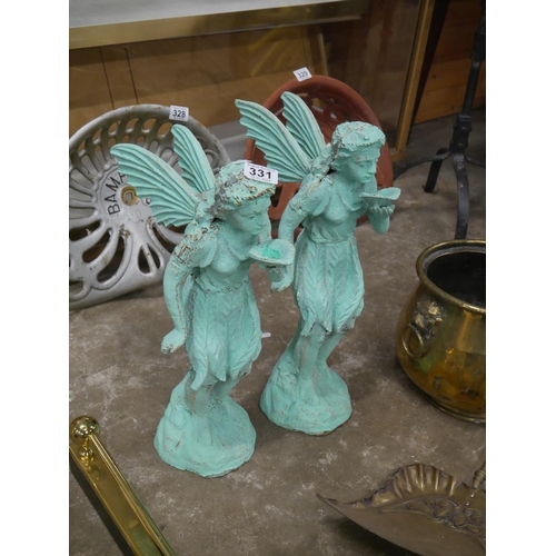 331 - PAIR OF CAST IRON ANGELS