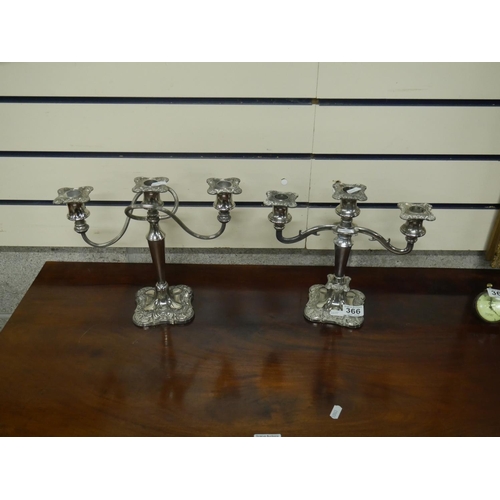 366 - PAIR OF SILVER PLATED CANDELABRAS