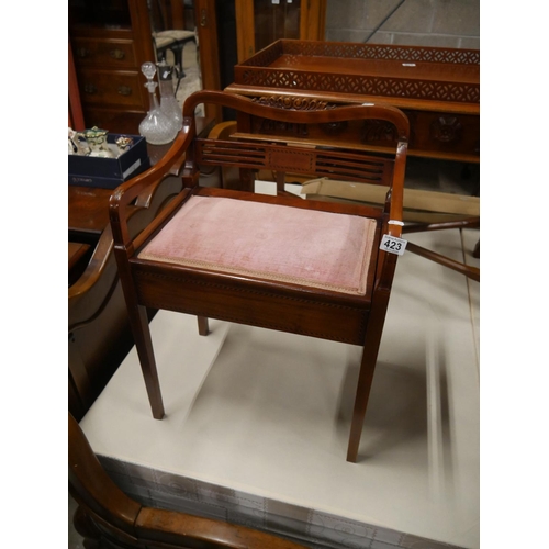 423 - ANTIQUE INLAID PIANO STOOL