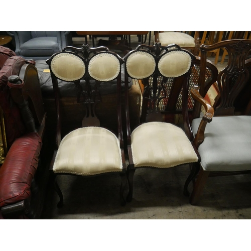 450 - 2 MAHOGANY & UPHOLSTERED CHAIRS