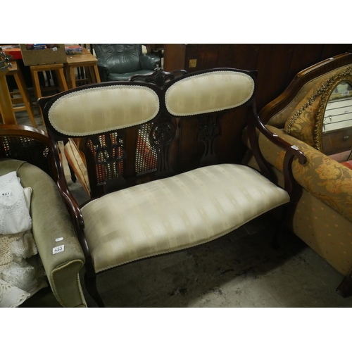 455 - MAHOGANY & UPHOLSTERED 2 SEATER COUCH