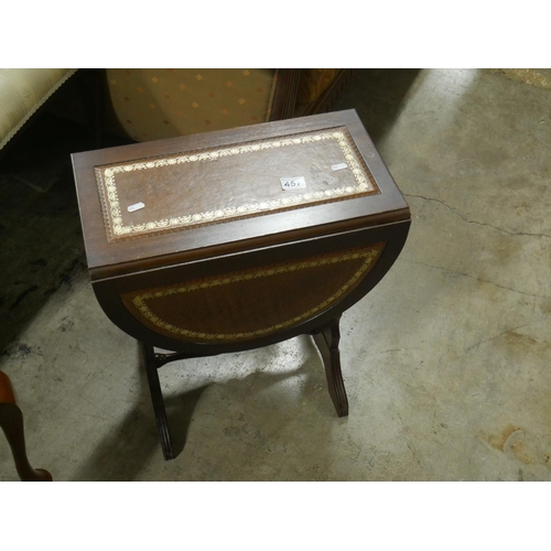 457 - LEATHER TOP DROP LEAF TABLE