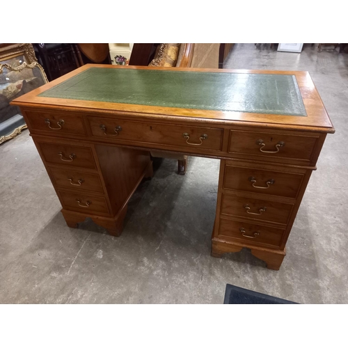 462 - TOOLED GREEN LEATHER PEDESTAL DESK