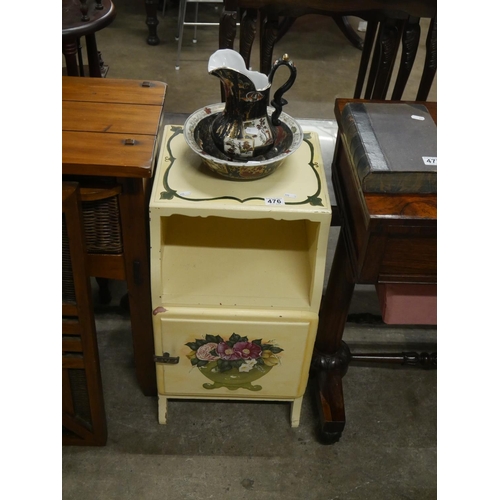 476 - PAINTED LOCKER PLUS SMALL JUG & BASIN