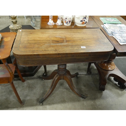 494 - BRASS INLAID TURNOVER LEAF TEA TABLE