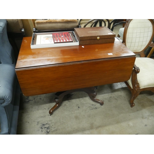 526 - VICTORIAN PEDESTAL DROP LEAF TABLE