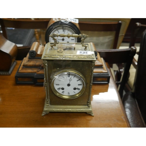 536 - BRASS CARRIAGE CLOCK