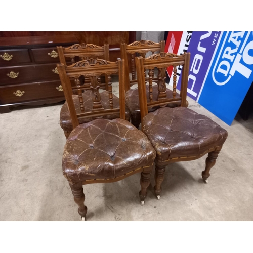 554 - 4 VICTORIAN DEEP BUTTONED DINING CHAIRS