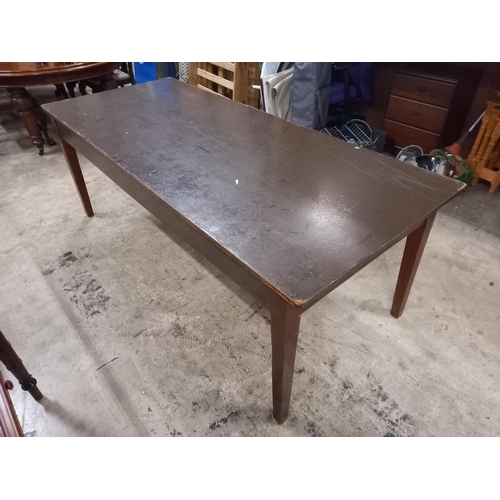 555 - OLD PINE KITCHEN TABLE APPROX 7ft LONG