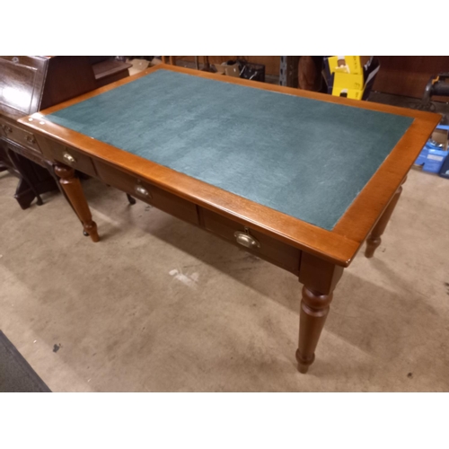 584 - LEATHER TOP WRITING TABLE WITH 2 DRAWERS