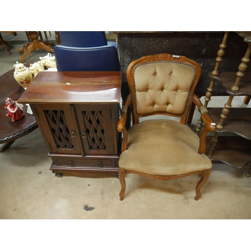 587 - BEDROOM CHAIR & SIDE CABINET