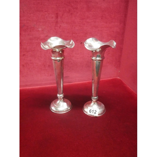 612 - PAIR OF WALKER & HALL SPILL VASES