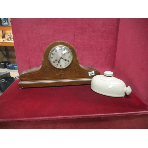 620 - MANTEL CLOCK & STONE JAR