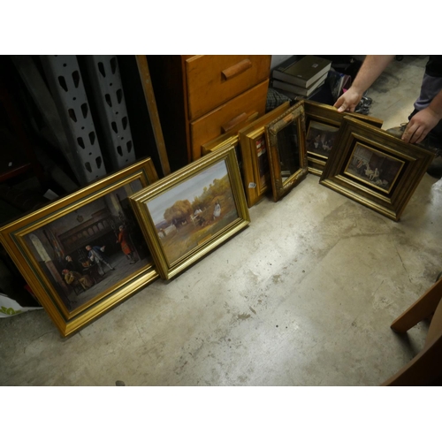 753 - GILT FRAMED PICTURES & MIRROR