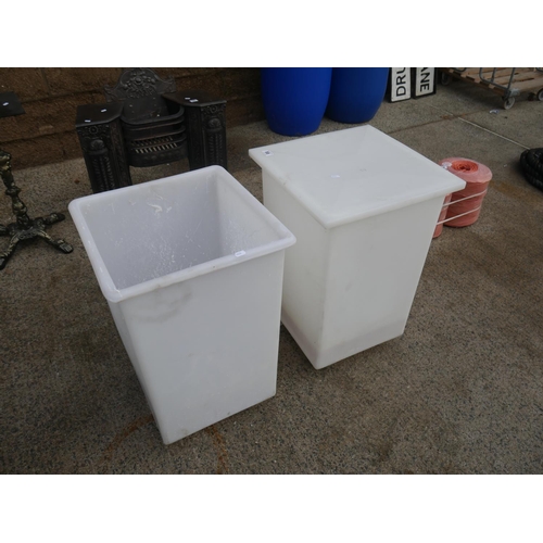 88 - 3 PLASTIC FLOUR BINS - ONE WITH LID