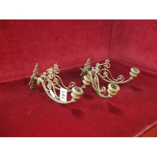 181 - PAIR OF BRASS PIANO SCONCES