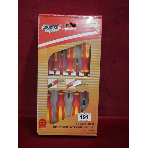 191 - BOX OF INSULATED SCREWDRIVERS