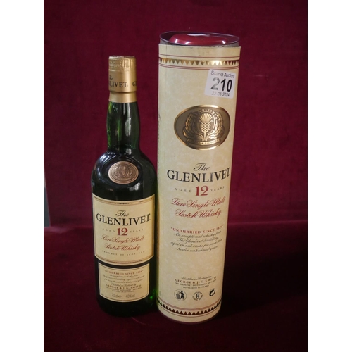 210 - BOTTLE OF GLENLIVET SINGLE MALT WHISKEY