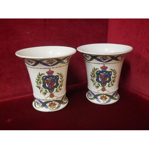 212 - PAIR OF CRESTED VASES