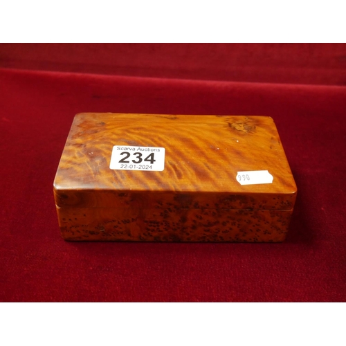 234 - WALNUT JEWELLERY BOX