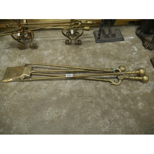 265 - 3 BRASS FIRE IRONS