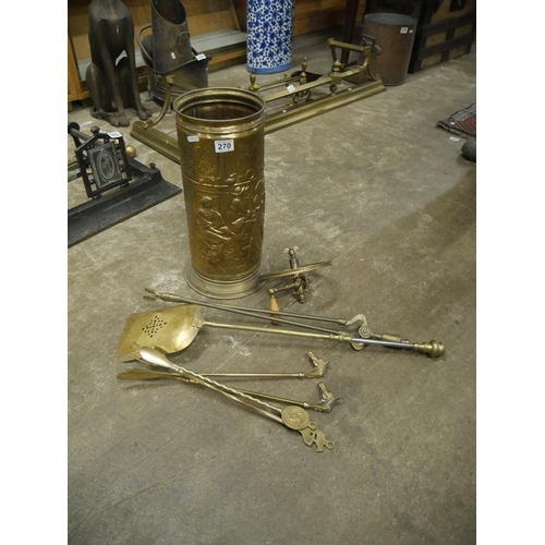 270 - BRASS STICK STAND & CONTENTS