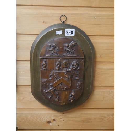 290 - ANTIQUE CARVED OAK PLAQUE