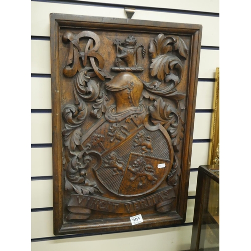 301 - LARGE CARVED OAK PLAQUE