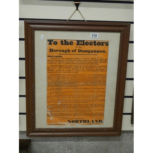 310 - MID 19TH C. ELECTION POSTER