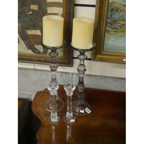 316 - GALWAY CRYSTAL CANDLESTICKS & 2 OTHERS