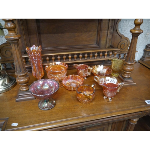 334 - LOT OF CARNIVAL GLASS