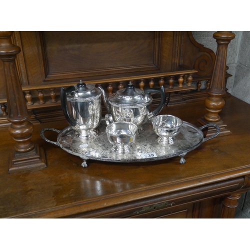 339 - SILVER PLATED TRAY & CONTENTS