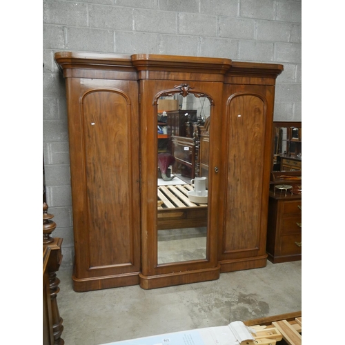 343 - VICTORIAN 3 DOOR BREAK FRONT WARDROBE